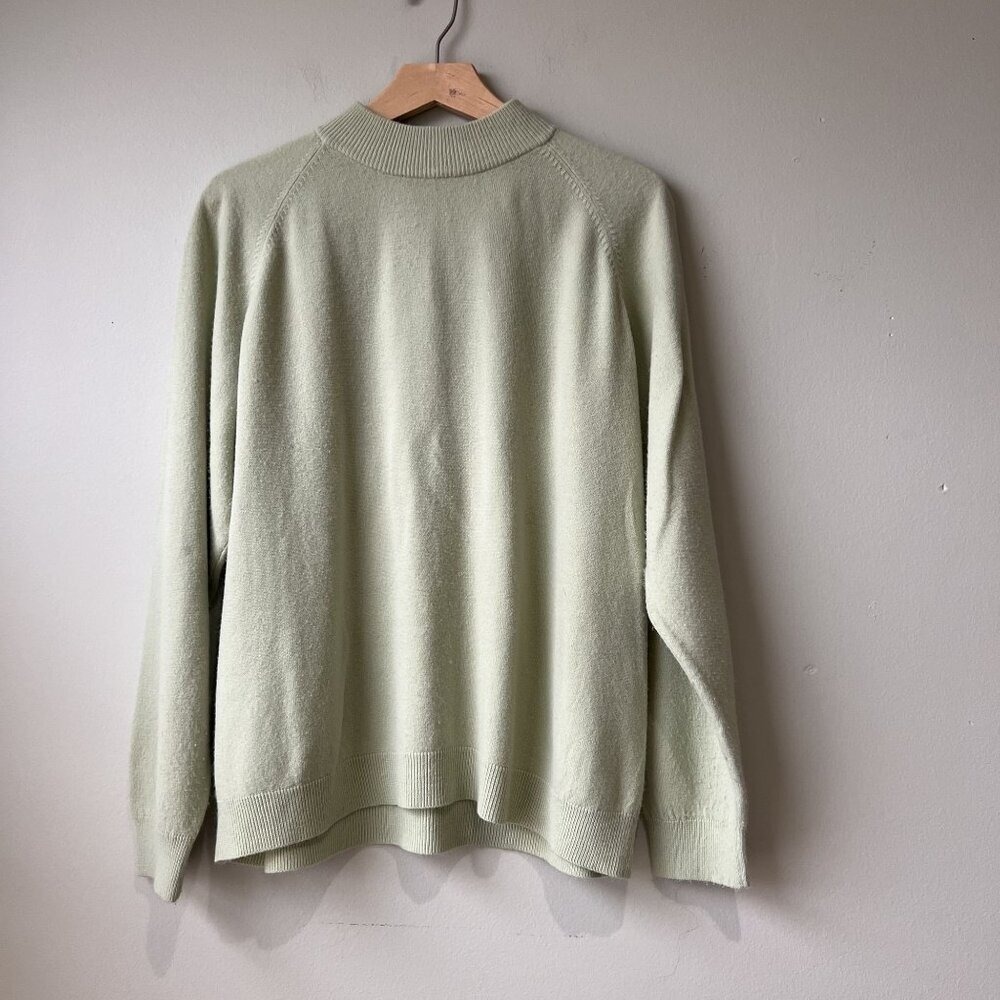 Drapers & Damons Womens Light Green Pullover Sweater Size 2X Back Zipper Closure